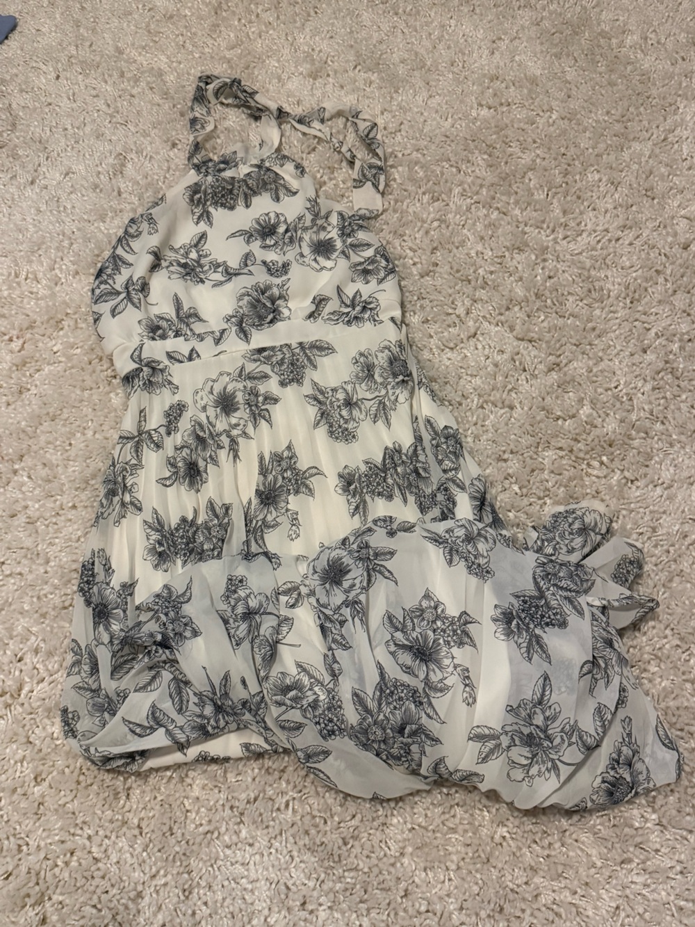 Black and White Strapless Floral Dress